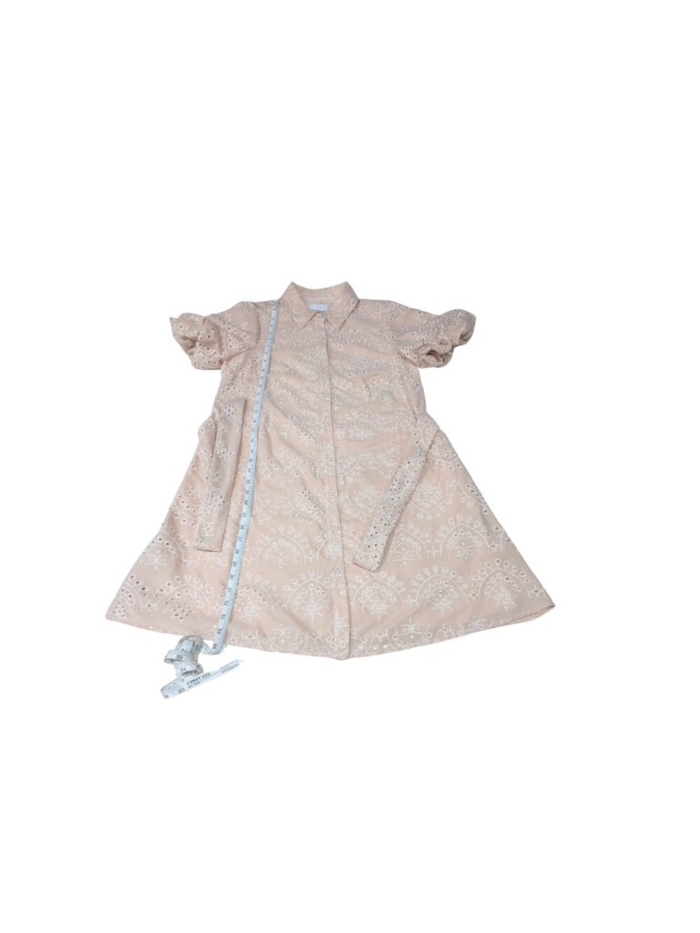 Sam Edelman Eyelet Puff Sleeve Shirt Dress Natural Size 4 NWT Belted - Picture 11 of 11